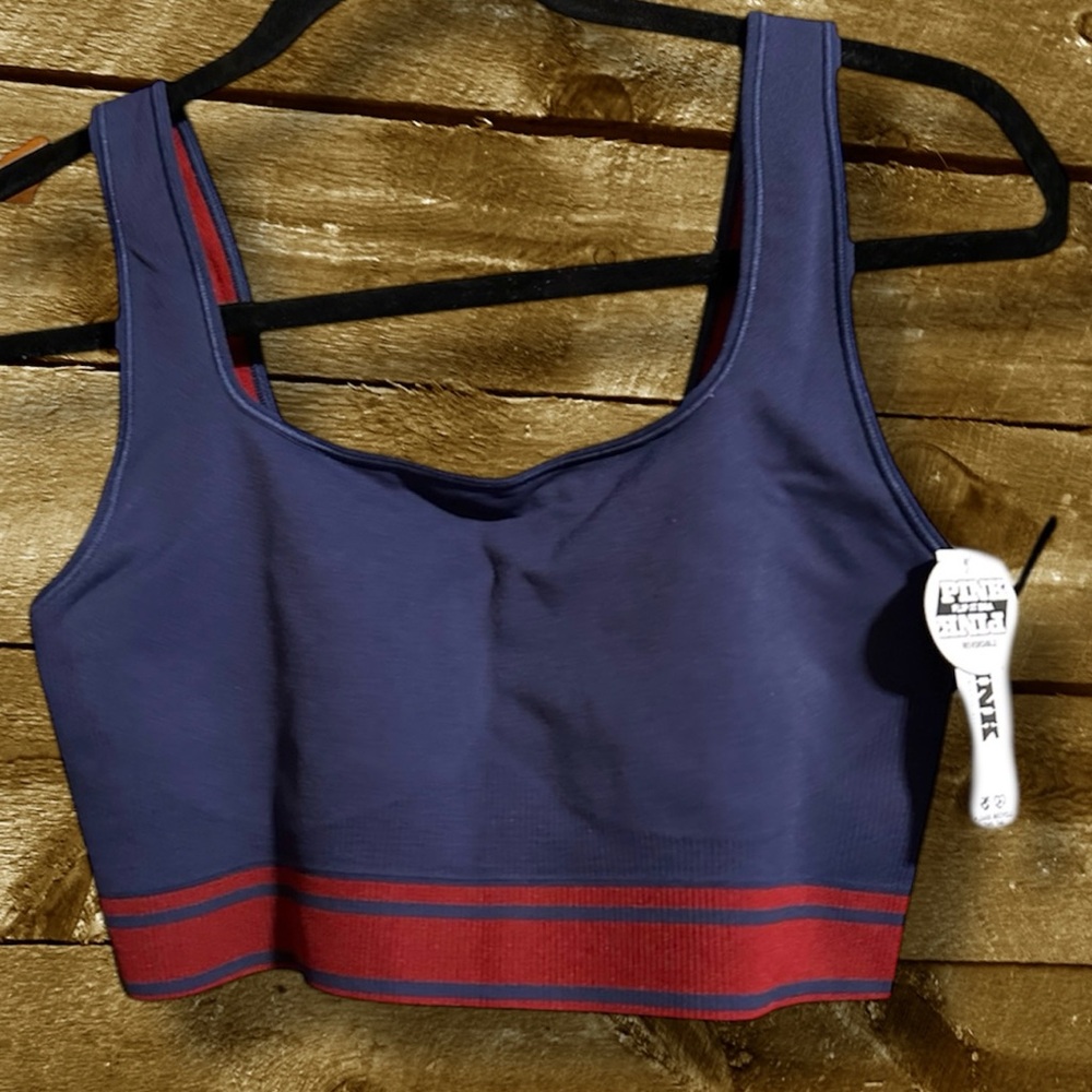 NWT PINK Victoria’s Secret Flip It Reversible Seamless Sports Bra Blue sz M - Picture 4 of 11